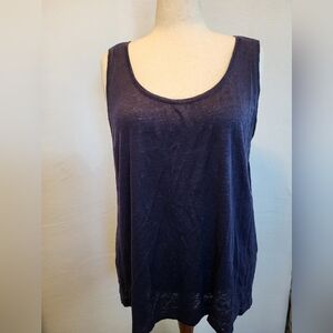 NWOT Eileen Fisher Woman Navy U Neck Tank Top 2X